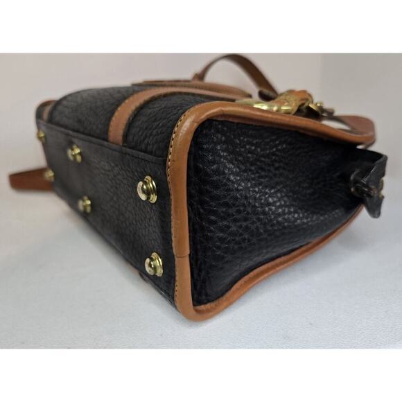 Vintage Dooney & Bourke USA Black Tan AWL Leather Shoulder Bag Tote Purse - Picture 11 of 16